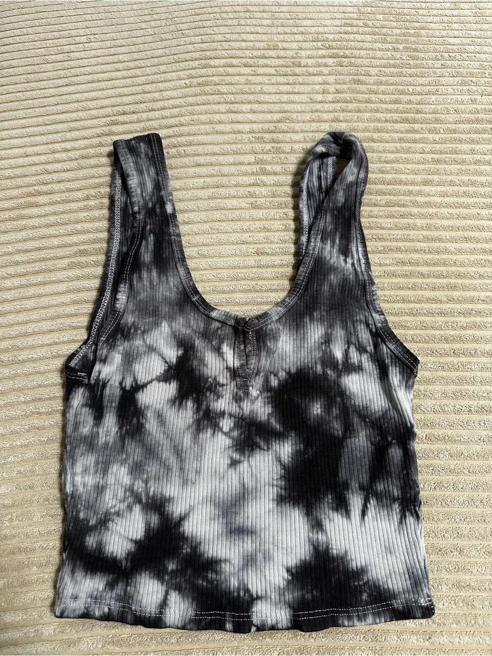 Garage Black & White Tie-Dye Ribbed Tank